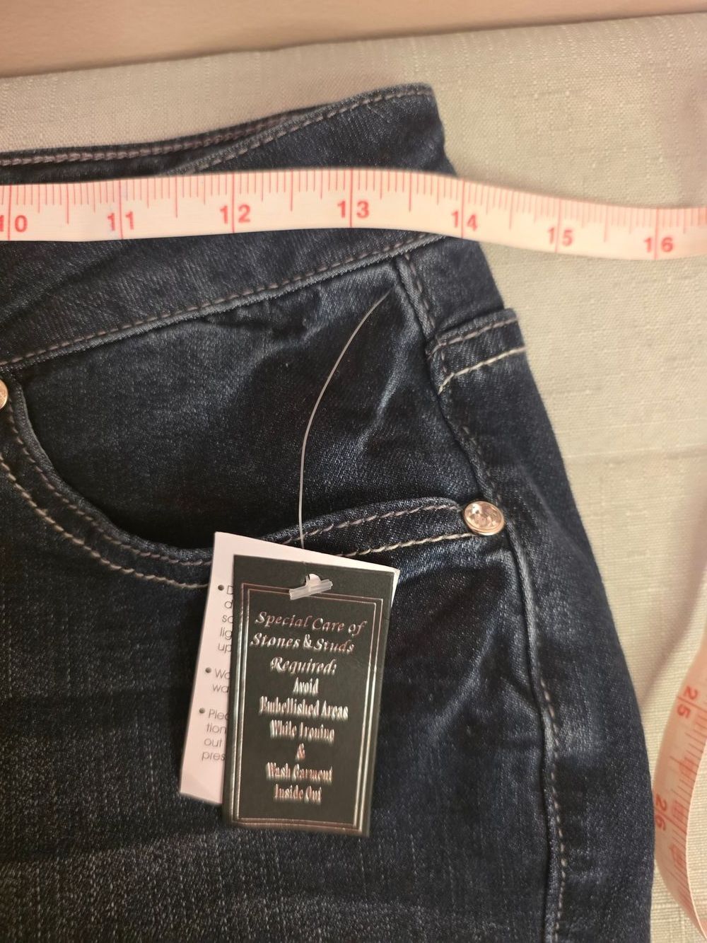 NWT Earl Jeans Dark Blue Skinny Jeans With Rhinestone  - Women Size 6 - Picture 5 of 7